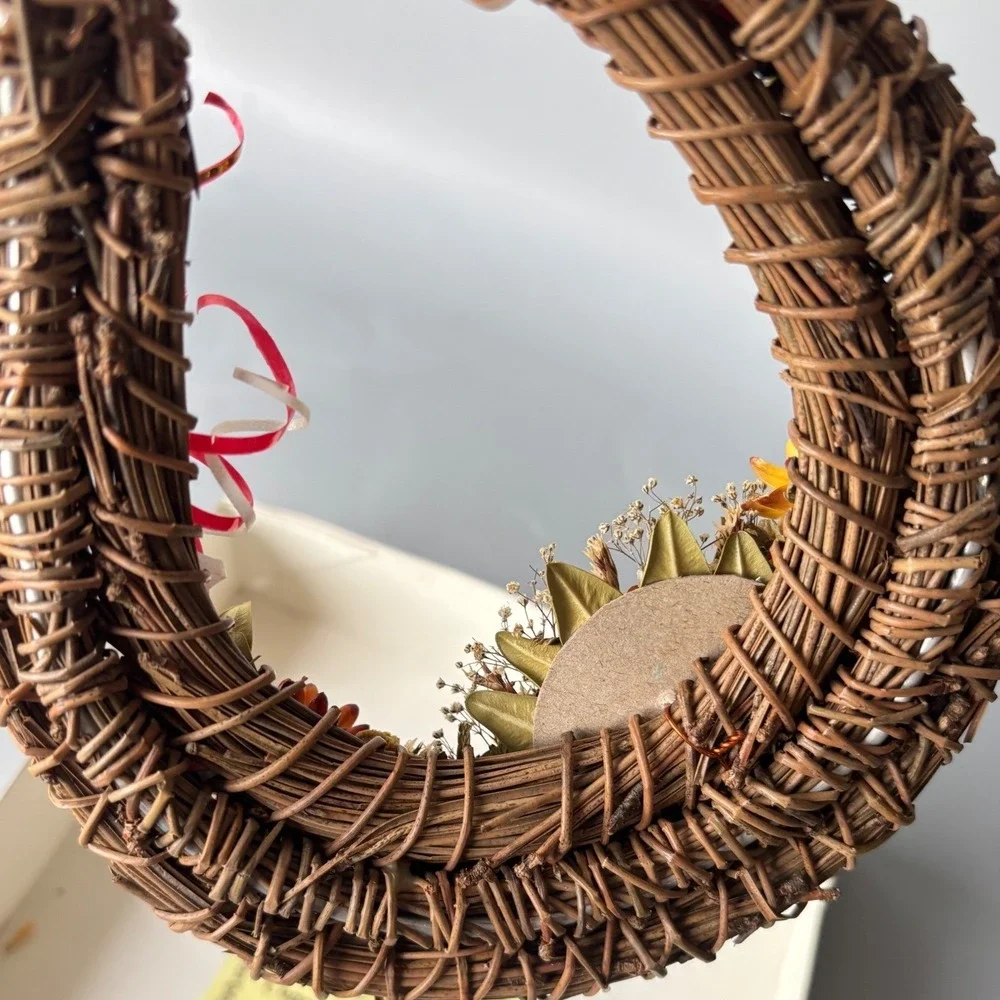Vintage Horseshoe of Happiness Woven‎ Wicker Dried Flower Wall Decor Good Luck